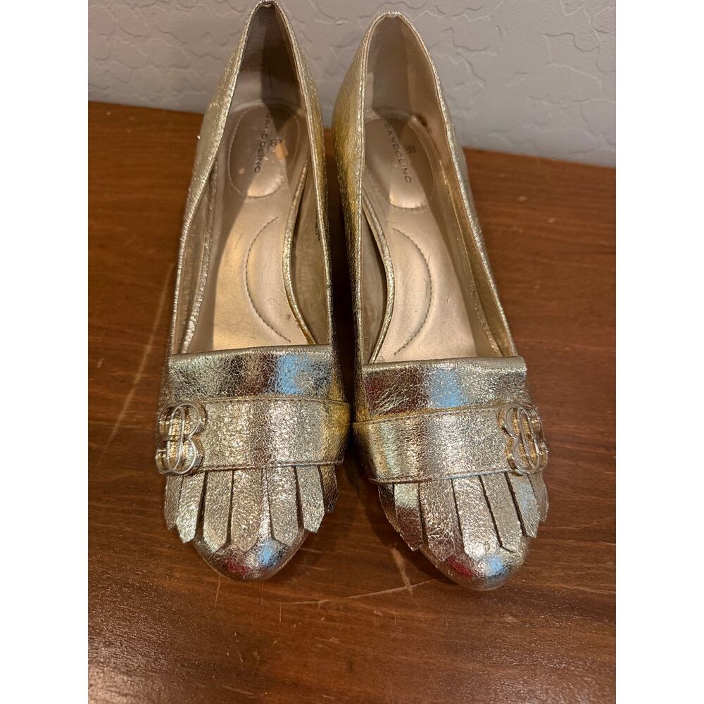 Bandolino Gold Fringe Loafers with Decorative Buckle